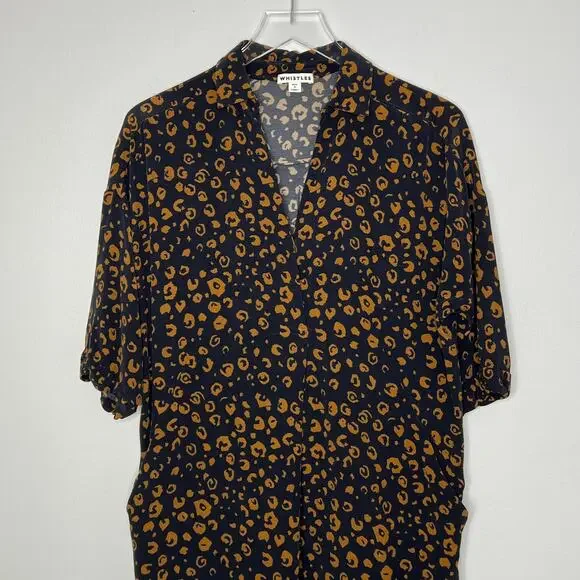 Whistles Lola Cheetah Print Shirt Dress Small Black Brown Animal Print Neutral - Picture 6 of 15